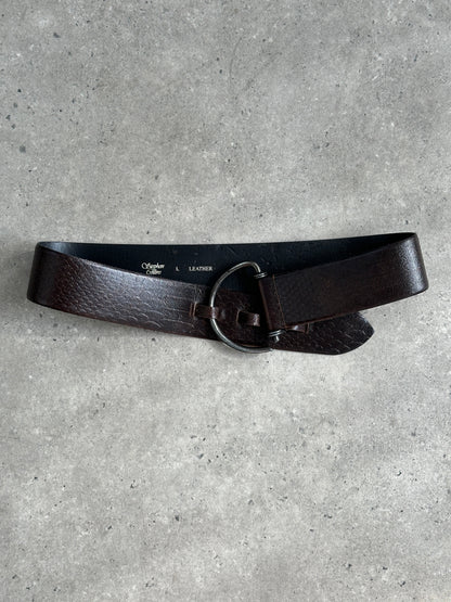 Vintage 1990s Leather Chunky D Ring Belt - W35-38