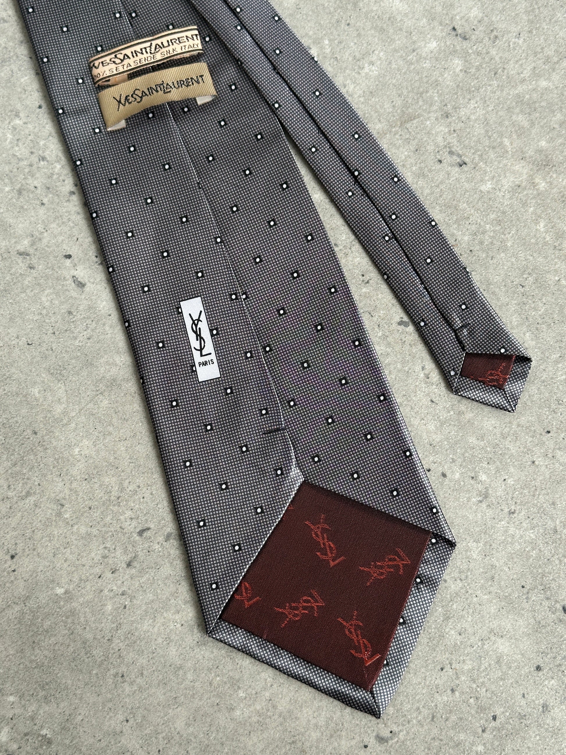 Yves Saint Laurent 1990s Pure Silk Logo Tie
