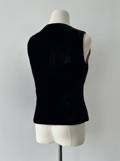Mani 1990s Velvet Double Zip Waistcoat - S