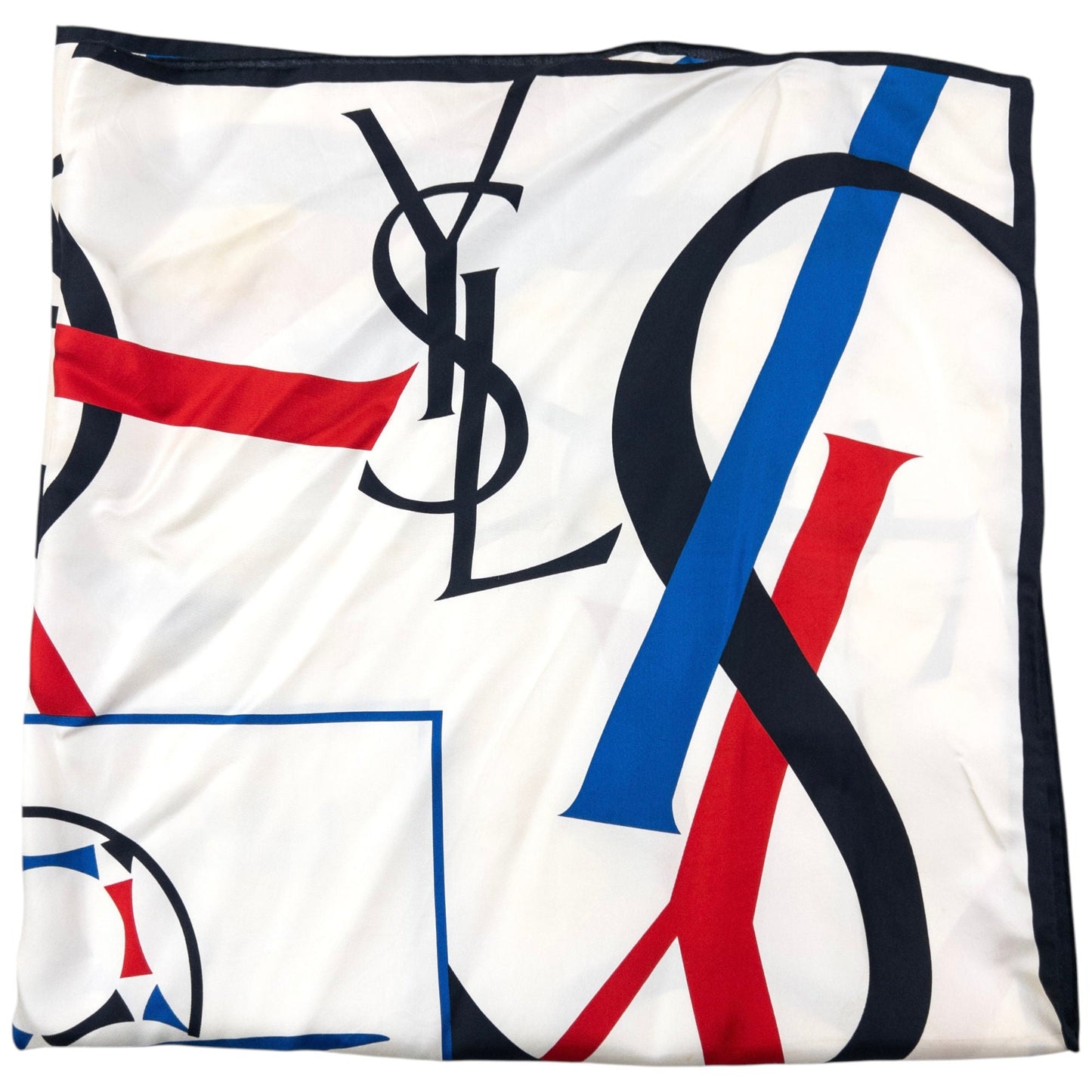 Vintage 1998 YSL Yves Saint Laurent France Fifa World Cup Silk Scarf | O/S, White, Red, Blue