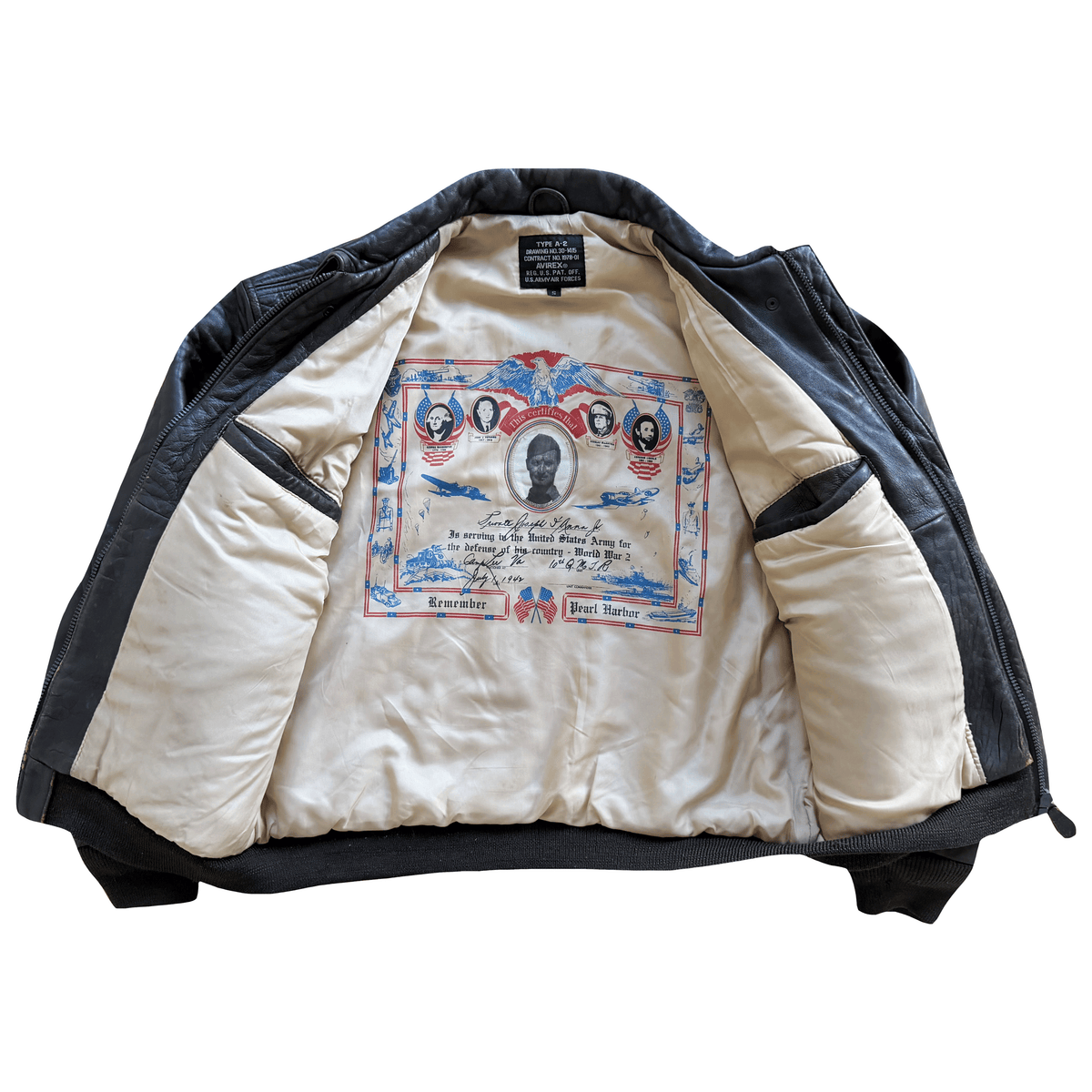 Avirex 'Pride of The Yanks' 90's A2 Leather Flight Jacket - S | S / M, Red
