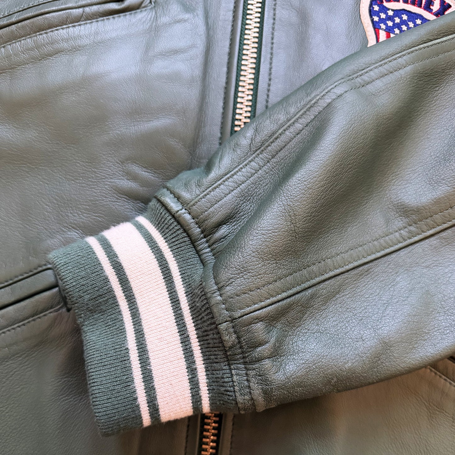 Avirex USA 'Icon' Leather Varsity Jacket - XL