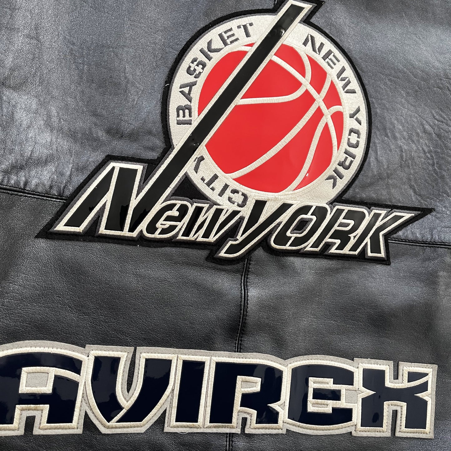 Avirex New York Basketball Leather Varsity Jacket - M