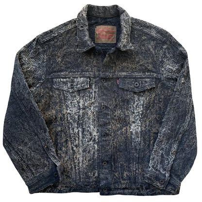 Boro Sashiko Distressed Denim Trucker Jacket - L