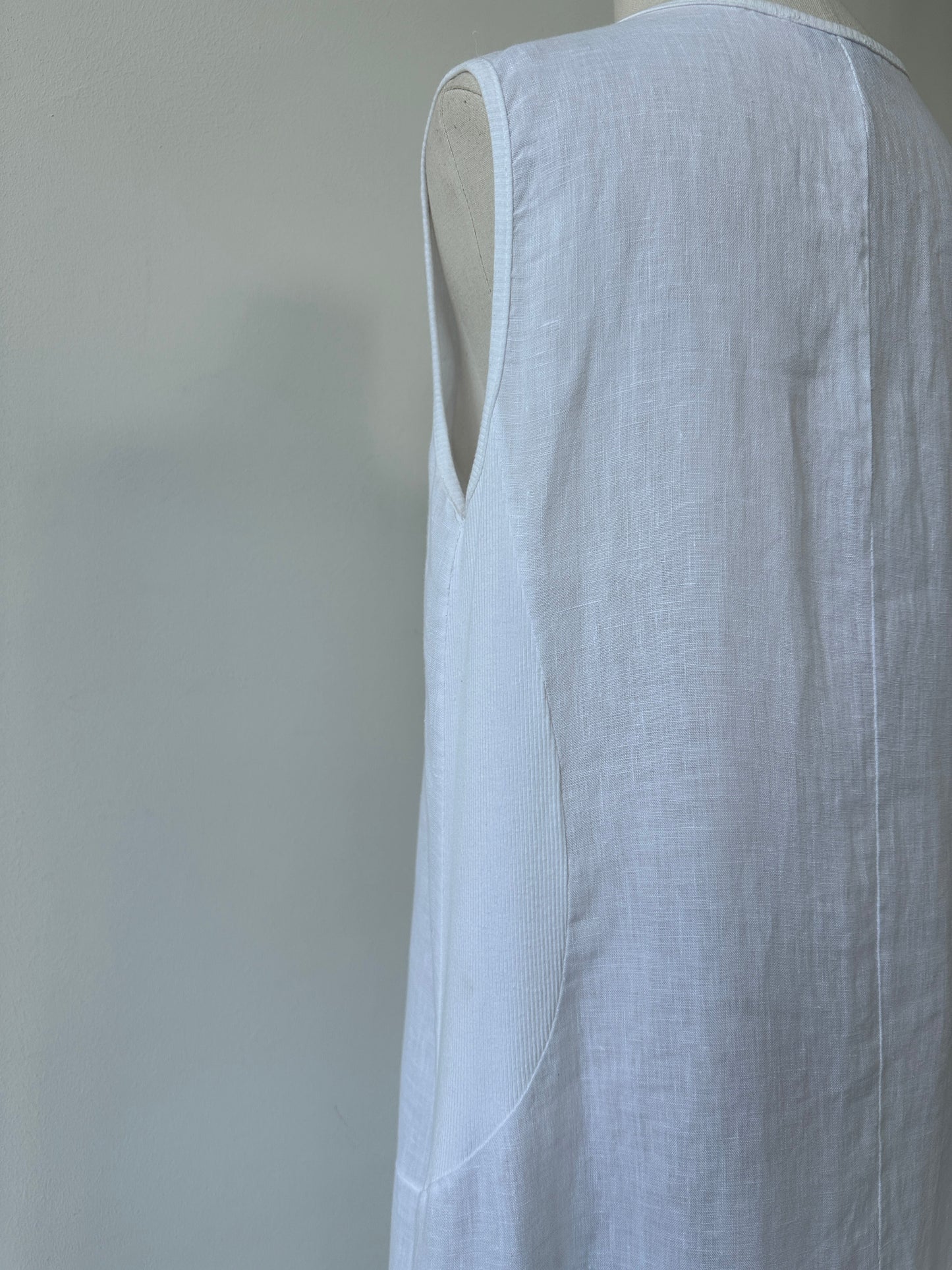 Vintage 2000s Pure Linen Asymmetric Sleeveless Maxi Dress - XL
