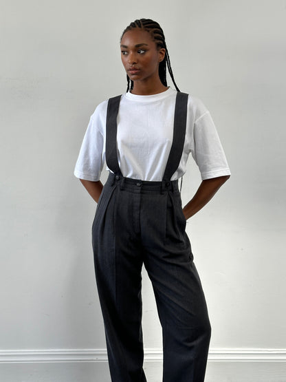 Vintage 1990s Pleated Detectable Braces Tailored Trousers - W26