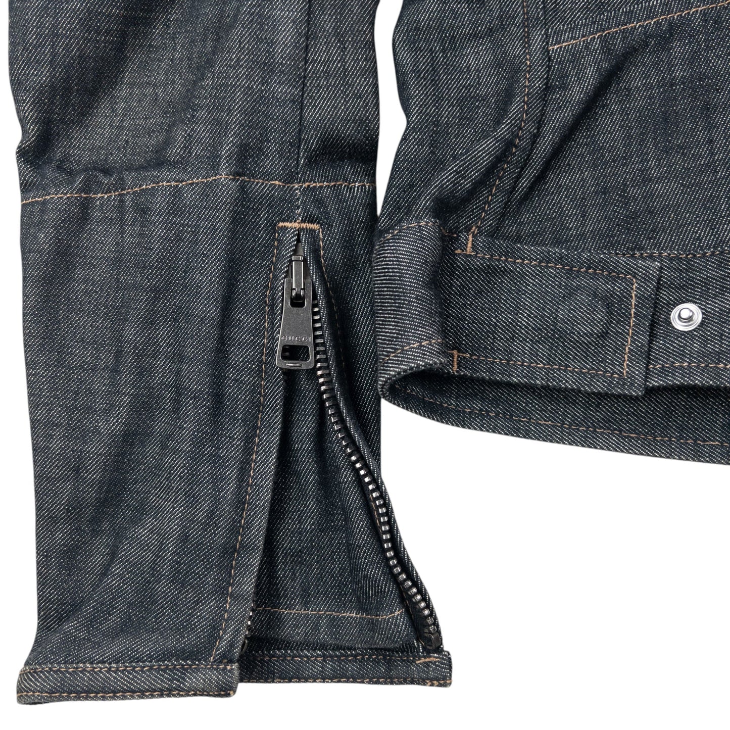 Vintage 2002 Gucci By Tom Ford Runway Asymmetrical Denim Jacket Size S | Small, Grey