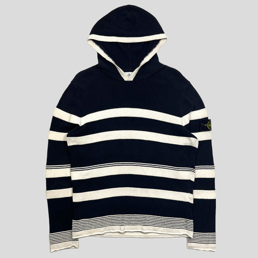 Stone Island SS14 Striped Knitted Cotton Hoodie - M