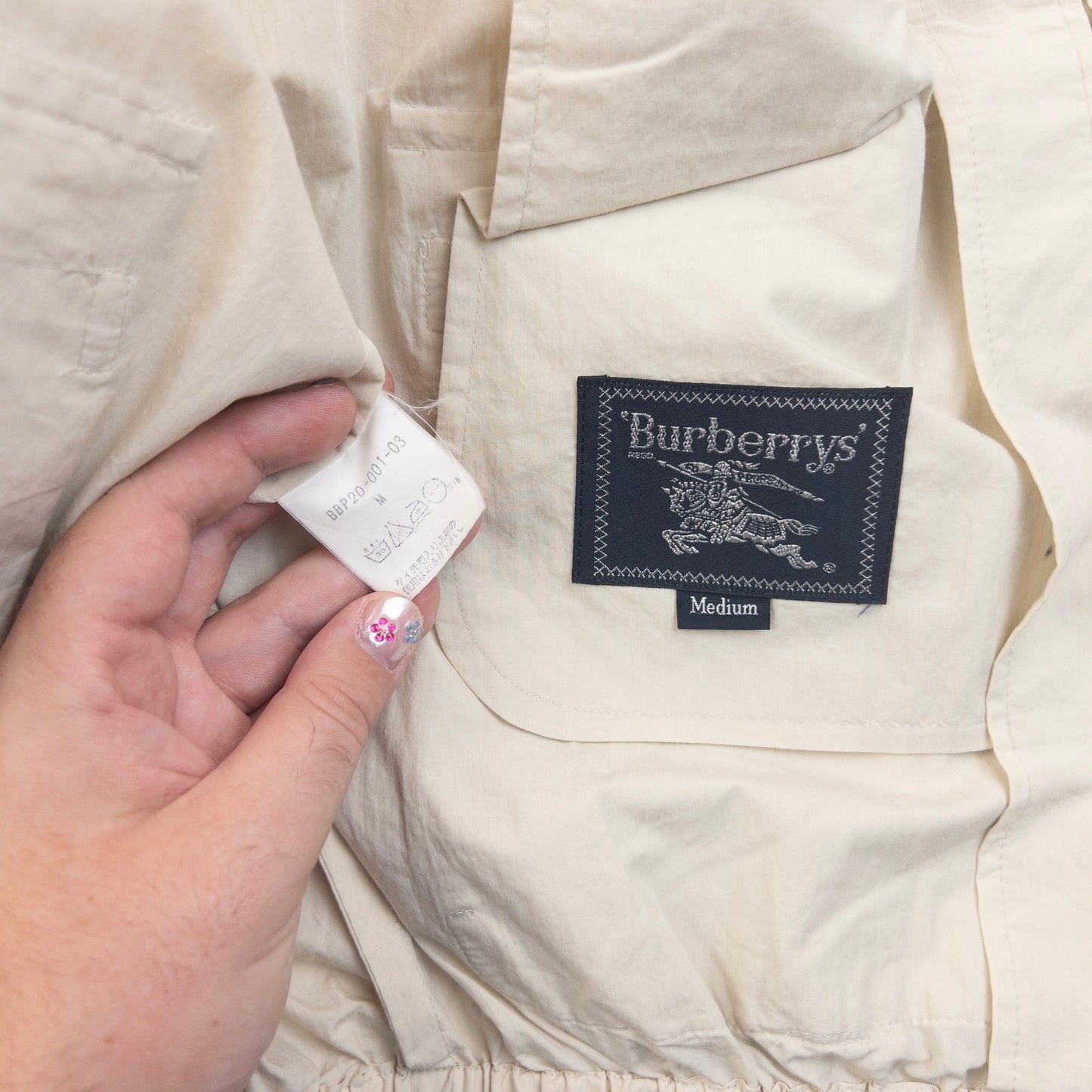 Vintage 90s Burberry Lightweight Zip Up Jacket Size S | Small, Cream