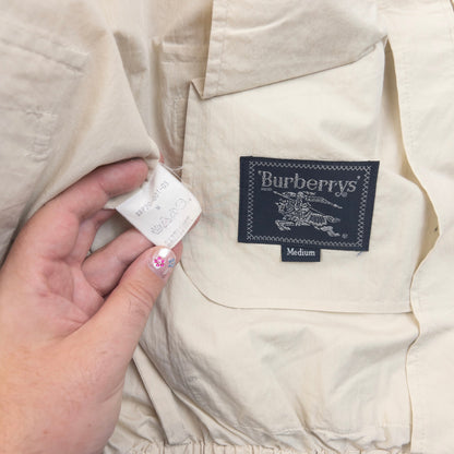 Vintage 90s Burberry Lightweight Zip Up Jacket Size S | Small, Cream