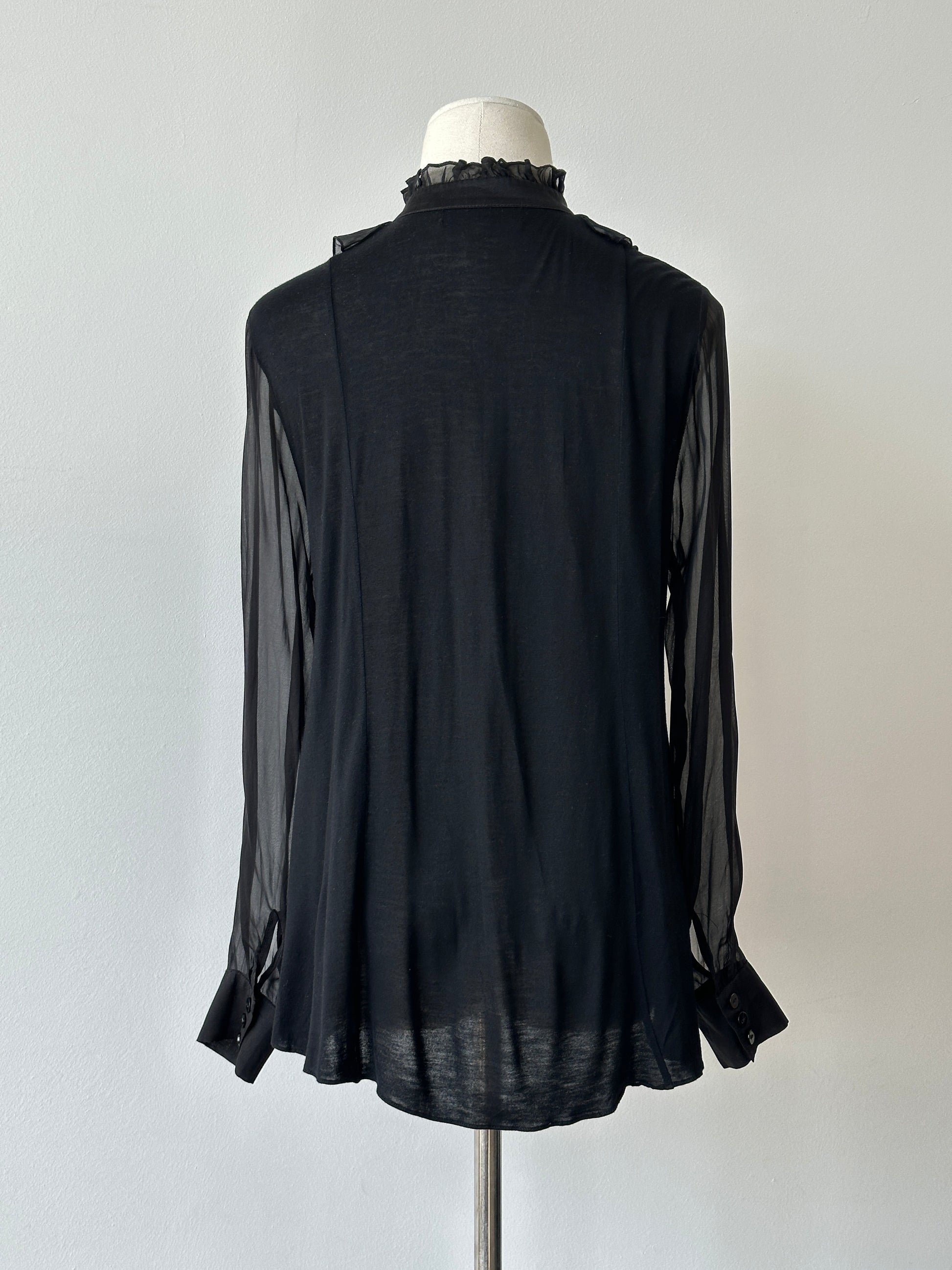 Vintage 2000s Pure Silk Ruffle Shirt - S-M