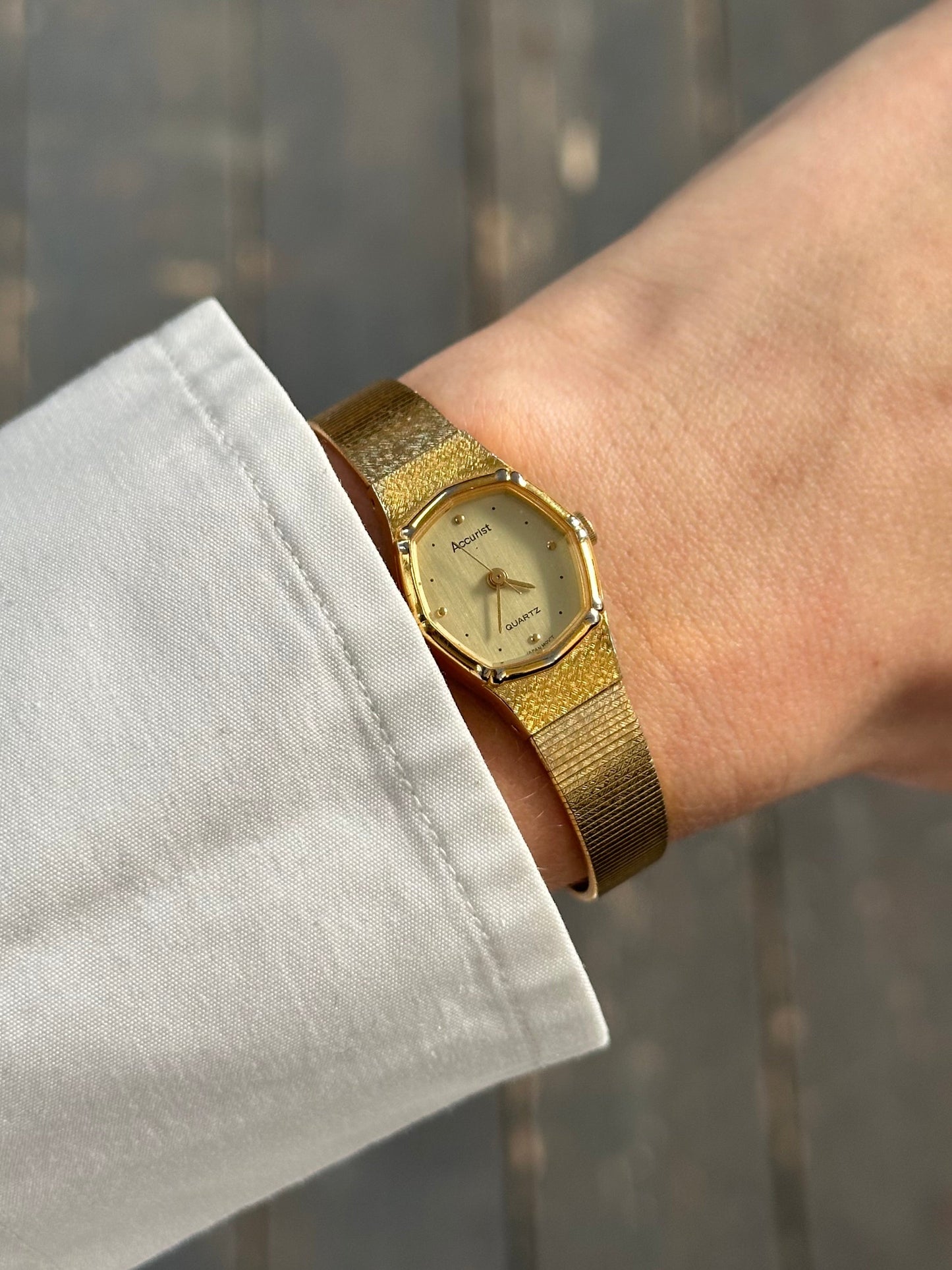 Accurist 1990s Gold Tone Octagonal Quartz Watch