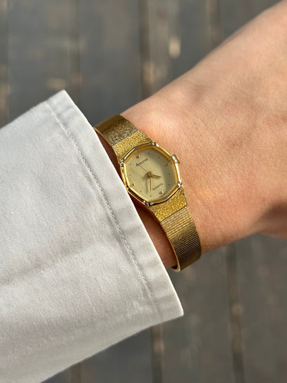 Accurist 1990s Gold Tone Octagonal Quartz Watch