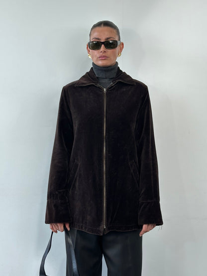 Kenneth Cole 90s Reversible Leather & Velvet Jacket - M