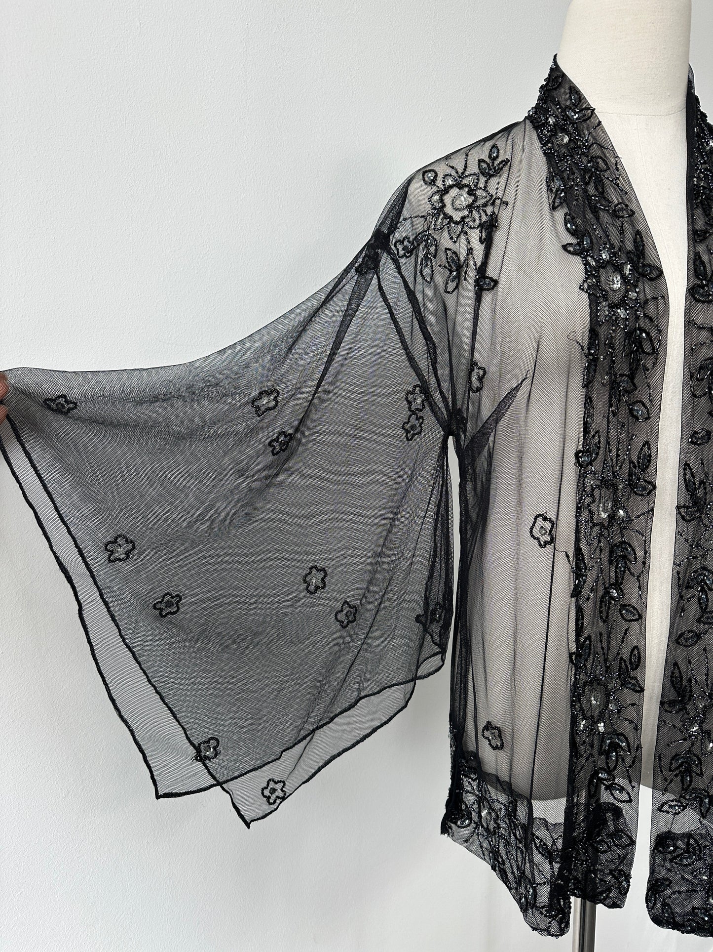 Vintage 2000s Beaded Sheer Kimono Cardigan - One size