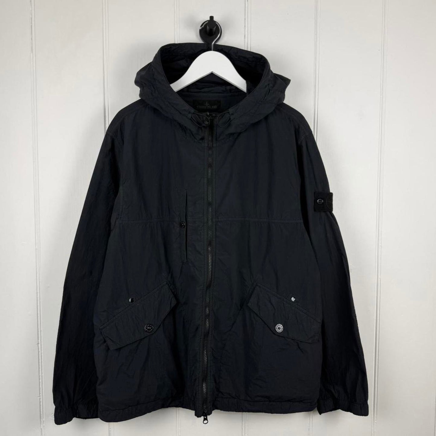 Stone Island Ghost Piece Nylon Smerrigliato Hooded Jacket (XL) | Extra Large, Tan