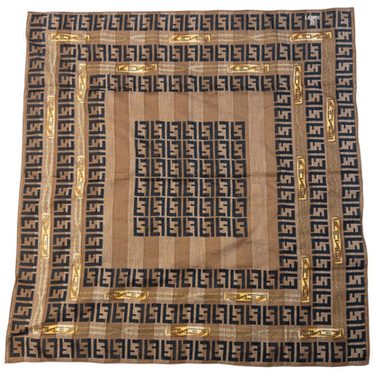 Vintage 90s Fendi Monogram Striped Silk Scarf | O/S, Black