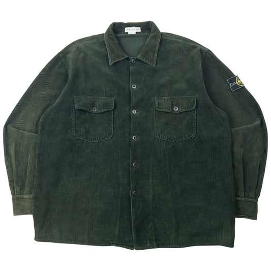Vintage 1995 Stone Island Corduroy Button Up Jacket Size XL | XL, Green