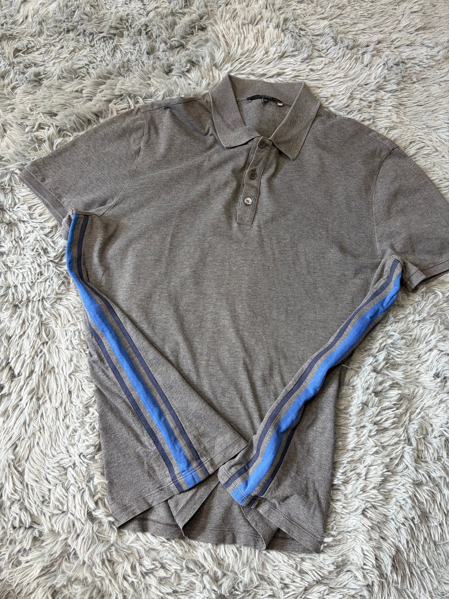 Gucci 00’s Contrast Seam Stripe Cotton Polo Shirt - L | O/S, Blue