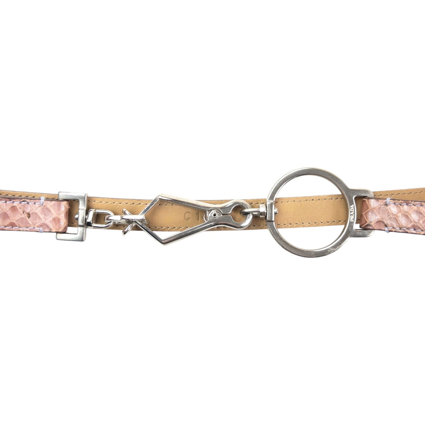 Vintage 2000s Prada Snakskin Leather Belt Womens Size W30 | O/S, Pink