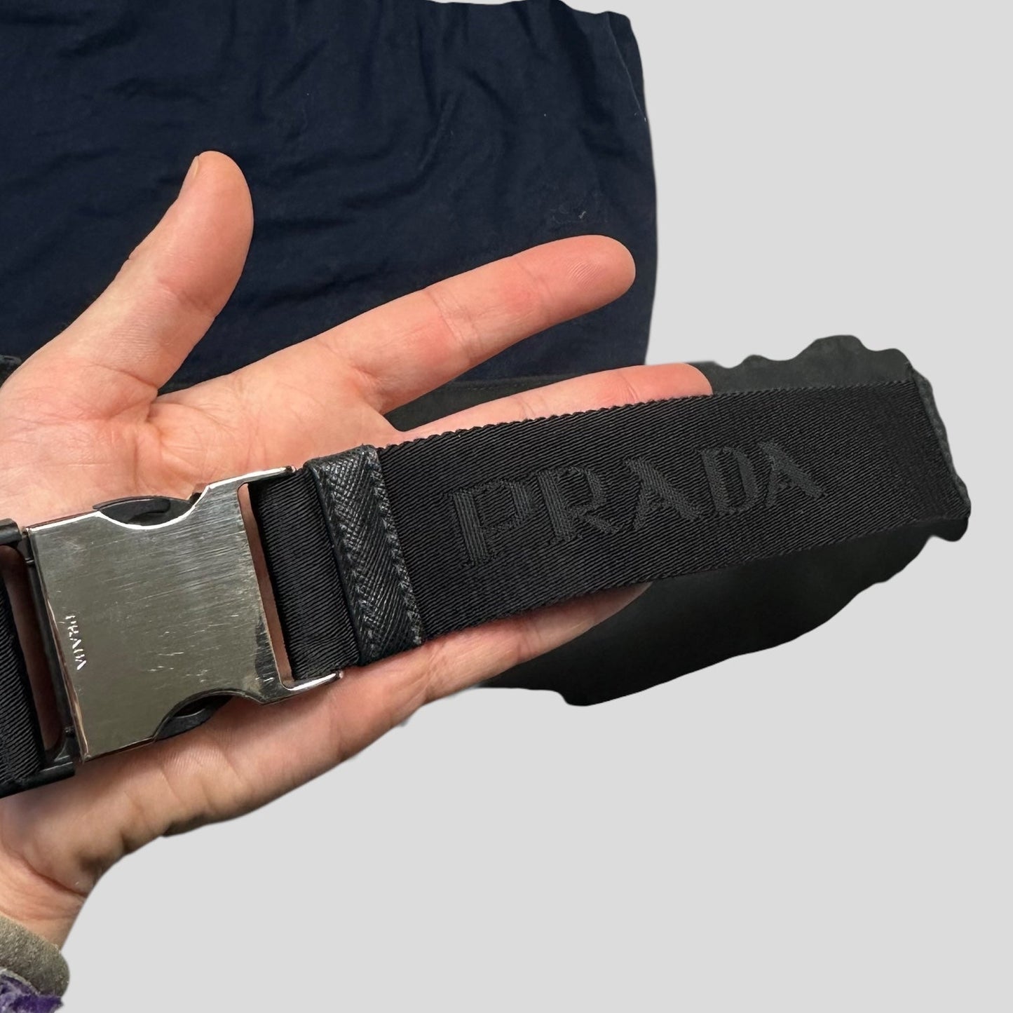 Prada Milano Plaque Logo Black Nylon Crossbody Beltbag