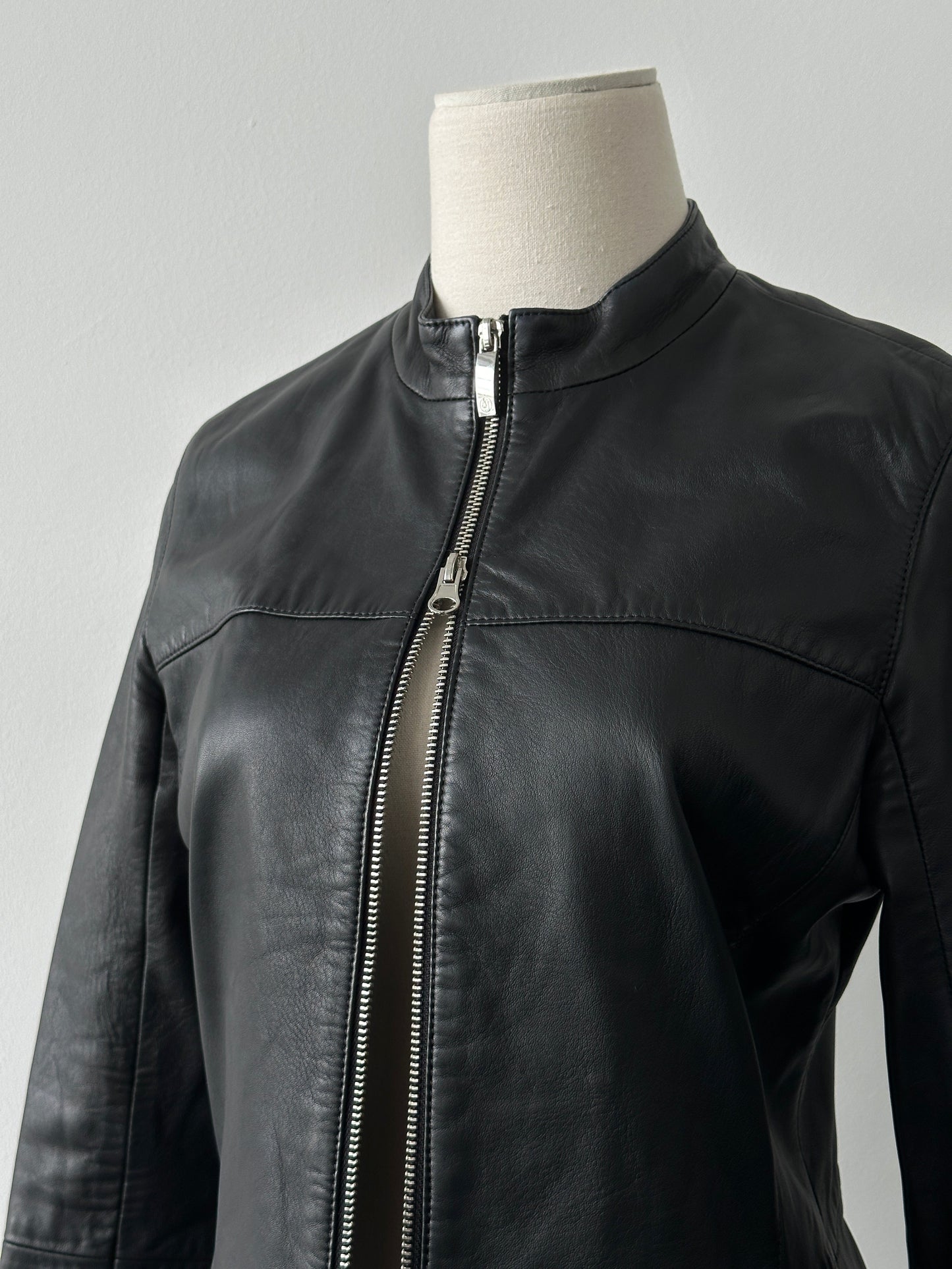 Armani Jeans Double Zip Leather Jacket - XS-S