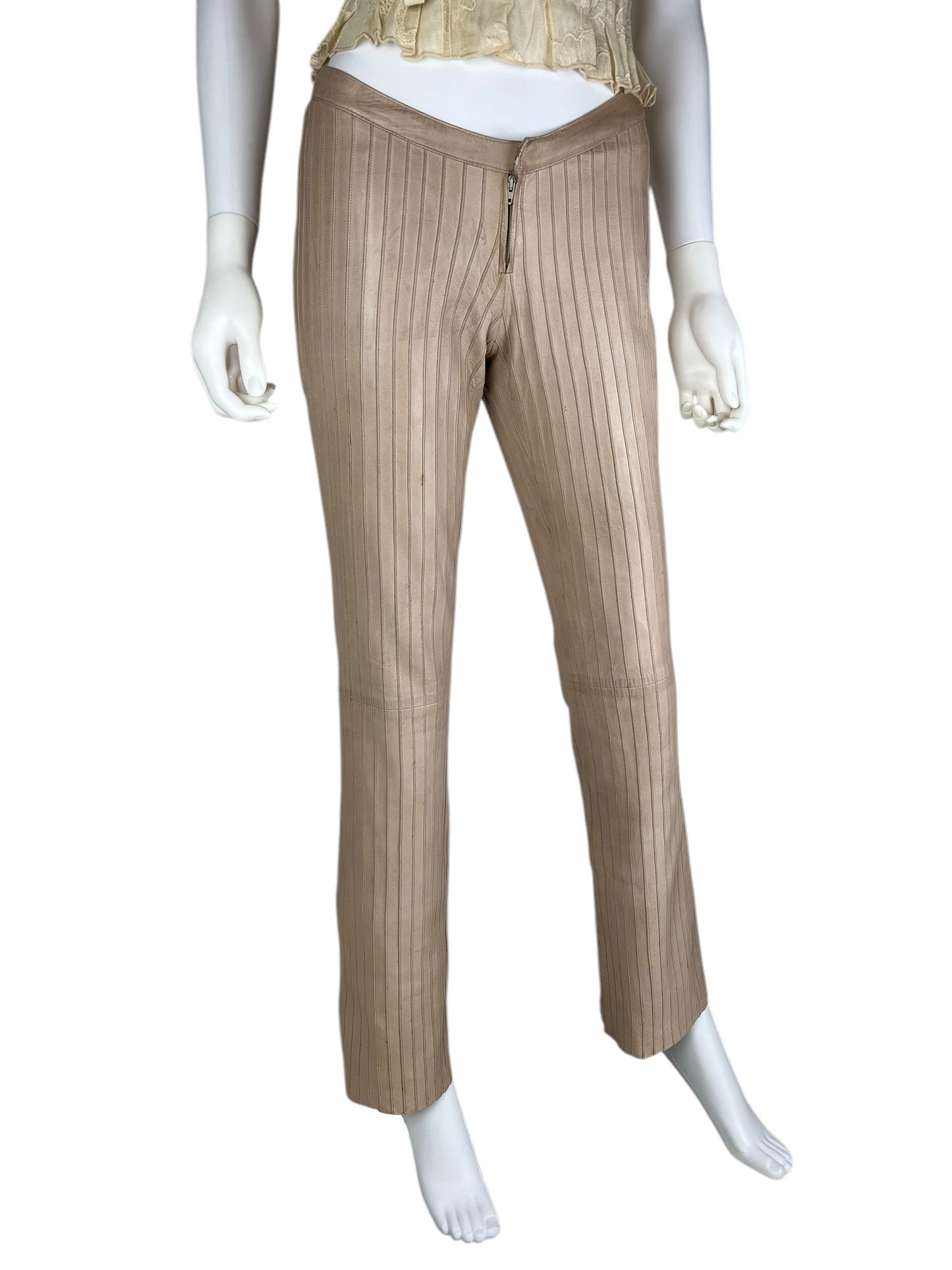 Gucci F/W 1999 leather pinstripe trousers Tom Ford era