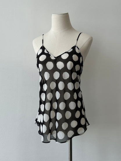 Diane Von Furstenberg 2000s Sheer Spotted Cami Top - M