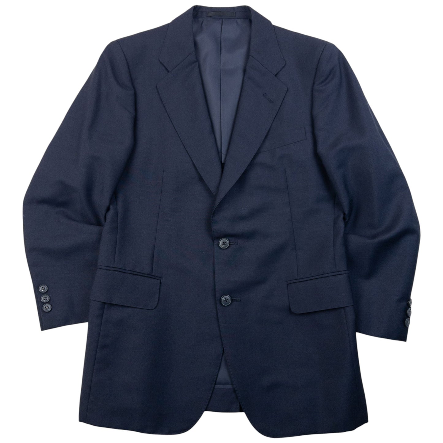 Vintage 90s Burberry Wool & Mohair Jacket & Trousers Suit Set Size S | Small, Navy