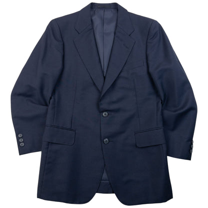 Vintage 90s Burberry Wool & Mohair Jacket & Trousers Suit Set Size S | Small, Navy