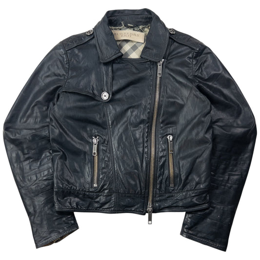 Vintage Burberry Brit Cropped Leather Jacket Womens Size M | Medium, Black