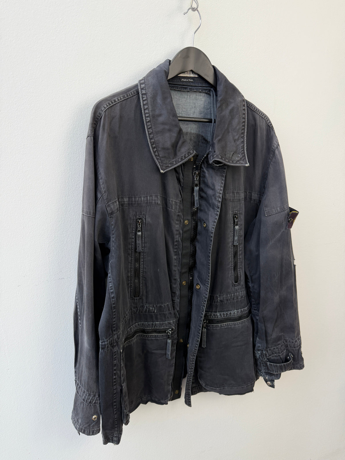 Stone Island 00s Raso Gommato Field Jacket | X-Large, Charcoal