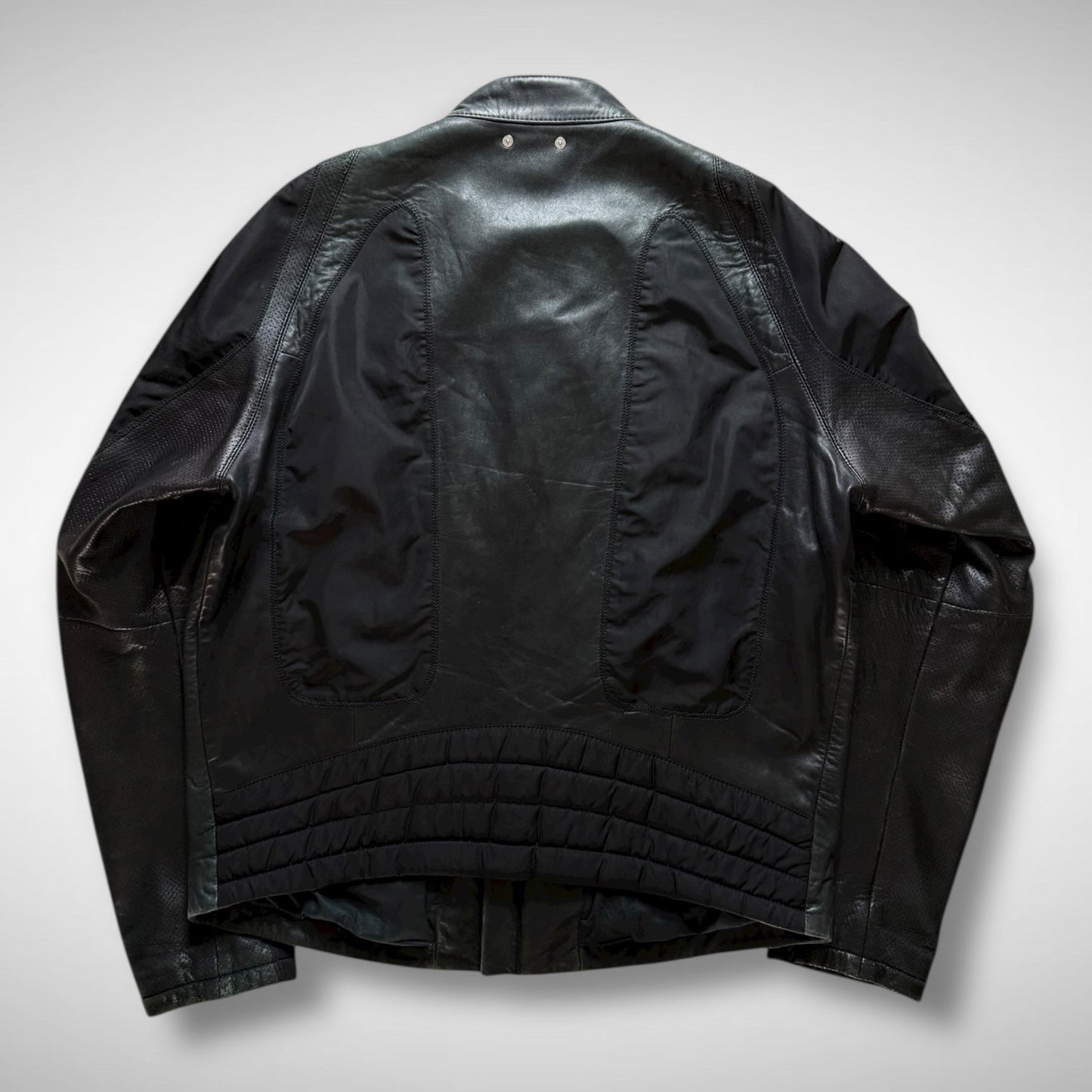 Hugo Boss Orange Nylon & Leather Panel Biker Jacket (2000s)