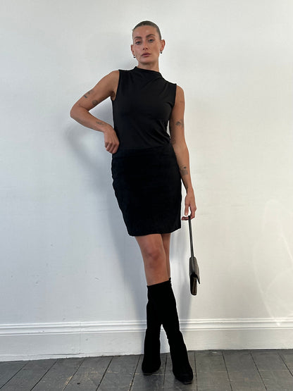 Gianni Versace 1990s Suede Mini Skirt - W30