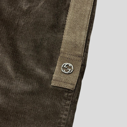 Gucci by Tom Ford 2004 Velvet Corduroy Western GG Logo Trousers - IT46
