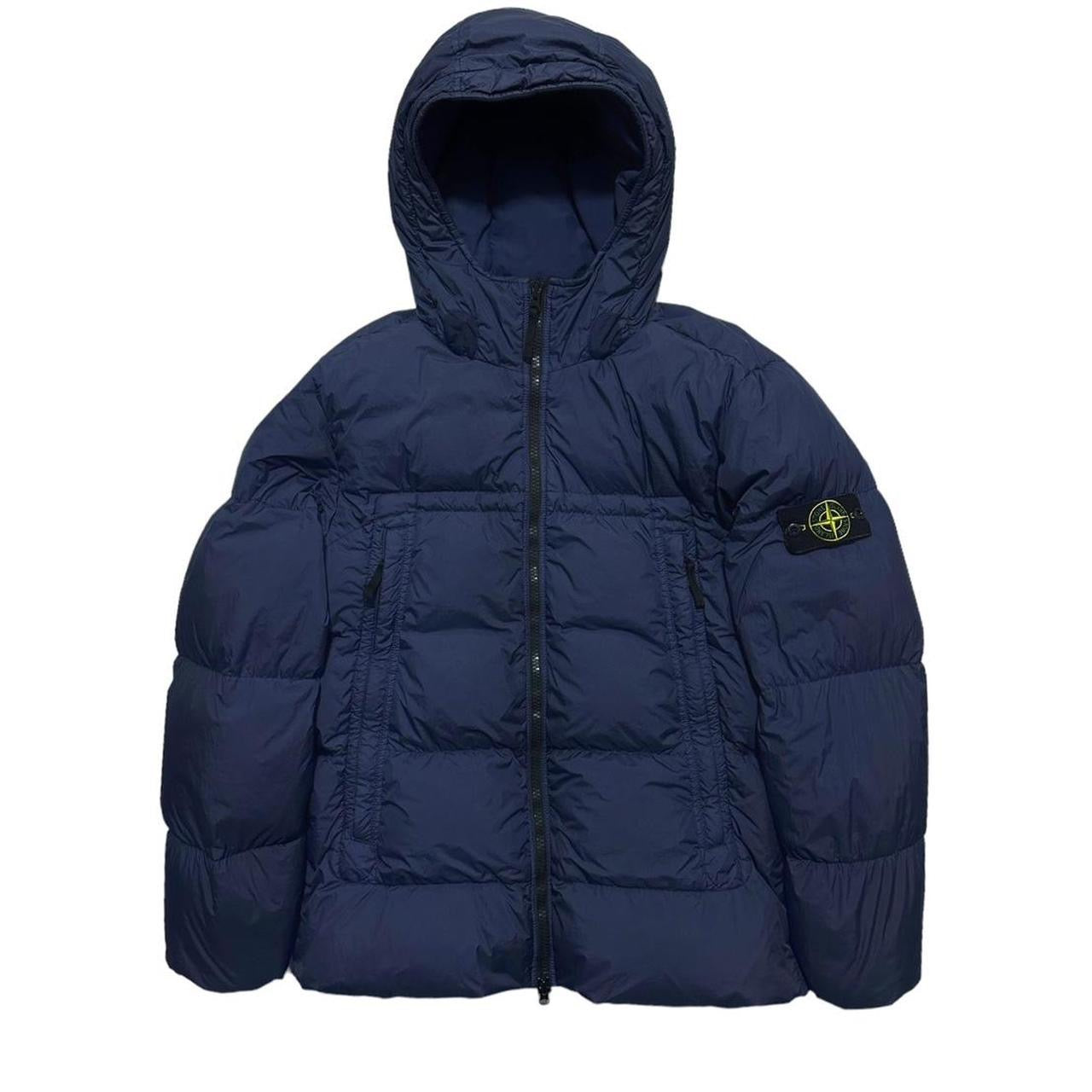 Stone Island Blue Garment Dyed Crinkle Reps NY Down Jacket