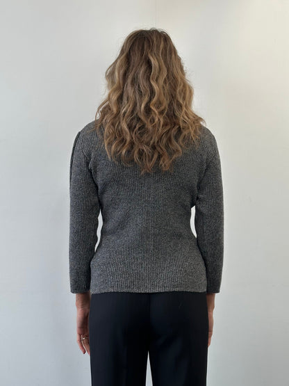 Sportmax Wool Fitted Ribbed Polo Jumper - S