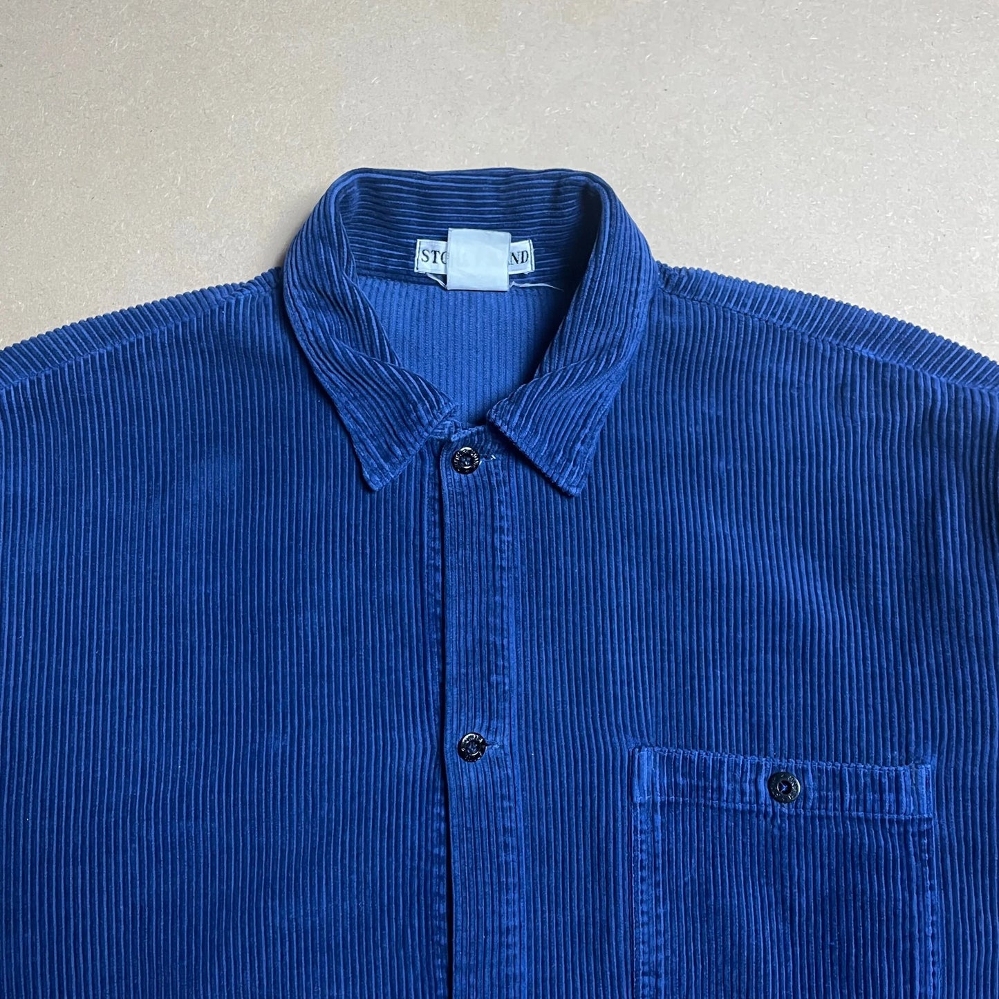A/W 1994 Persian Blue Jumbo Corduroy Button Down Single Pocket Work Shirt