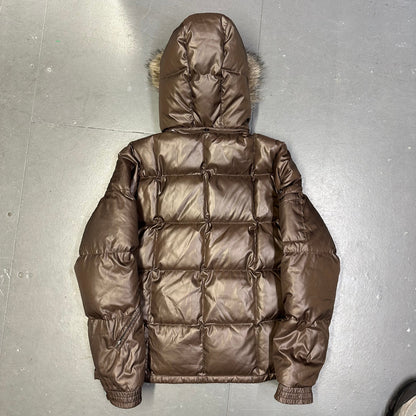 Takeo Kikuchi Puffer Jacket With Fur Hood In Brown ( L )