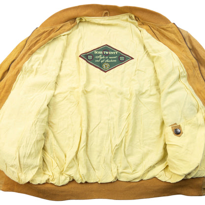 Vintage 90s Hugo Boss Zip Up Suede Bomber Jacket Size L | Large, Multicoloured