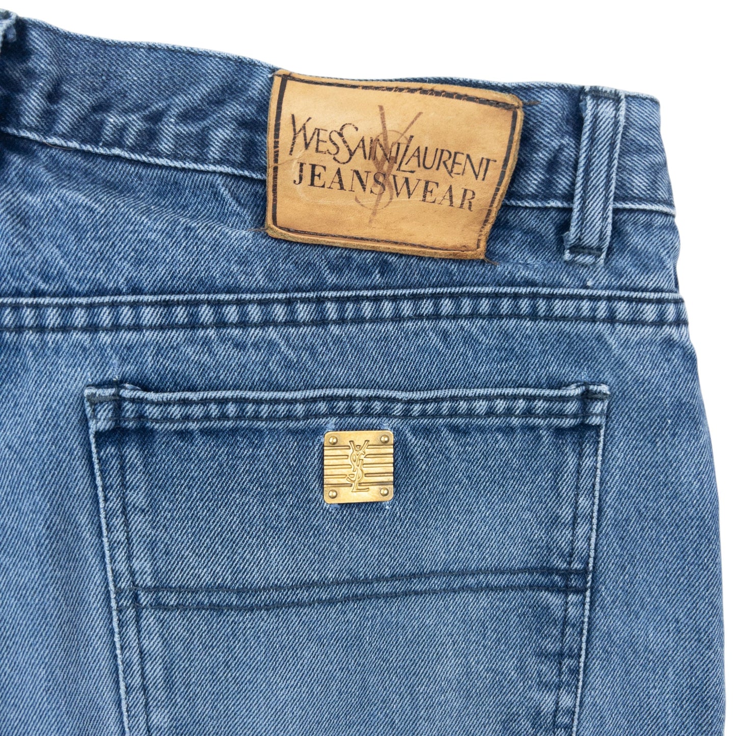 Vintage 2000s YSL Yves Saint Laurent Ripped Denim Jeans Size W35 | W35, Blue