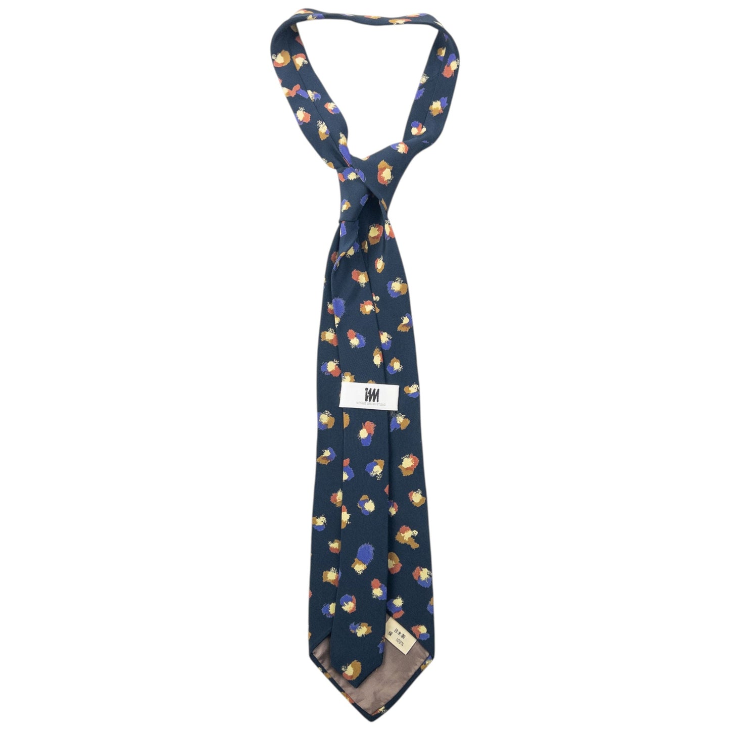 Vintage 90s Issey Miyake Pattern Silk Tie | O/S, Navy