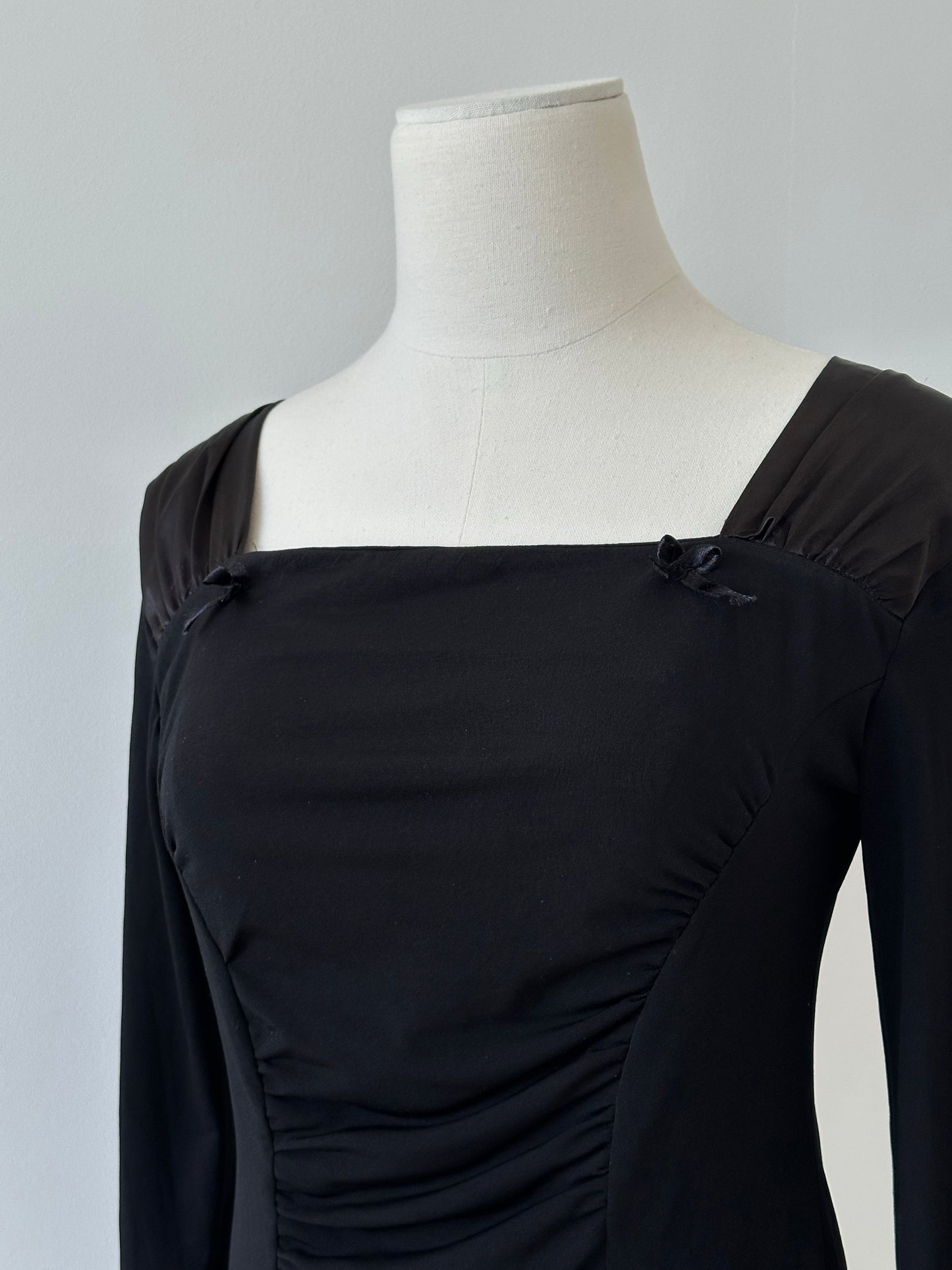Italian Vintage 1990s Satin Square Neck Top - S-M