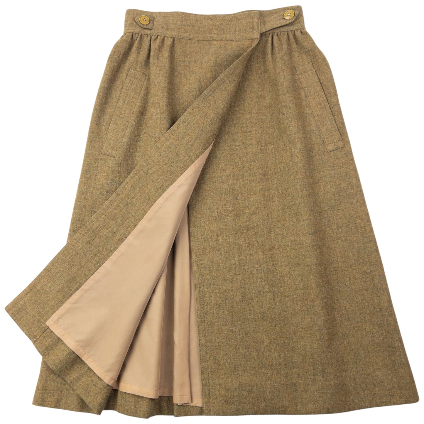 Vintage 80s Issey Miyake Pleated Wool Wrap Skirt Womens Size W25