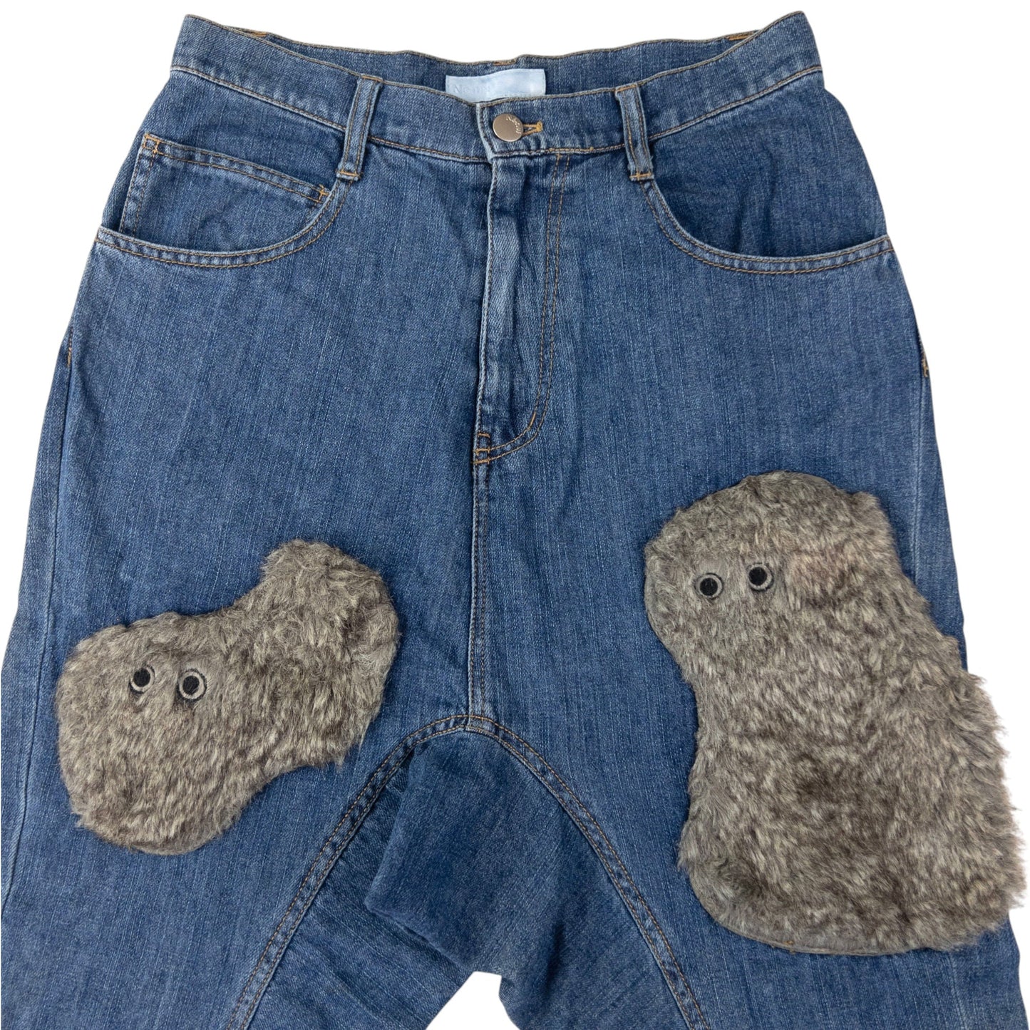 Vintage Ne-Net By Issey Miyake Fur Patch Denim Jeans Size W27
