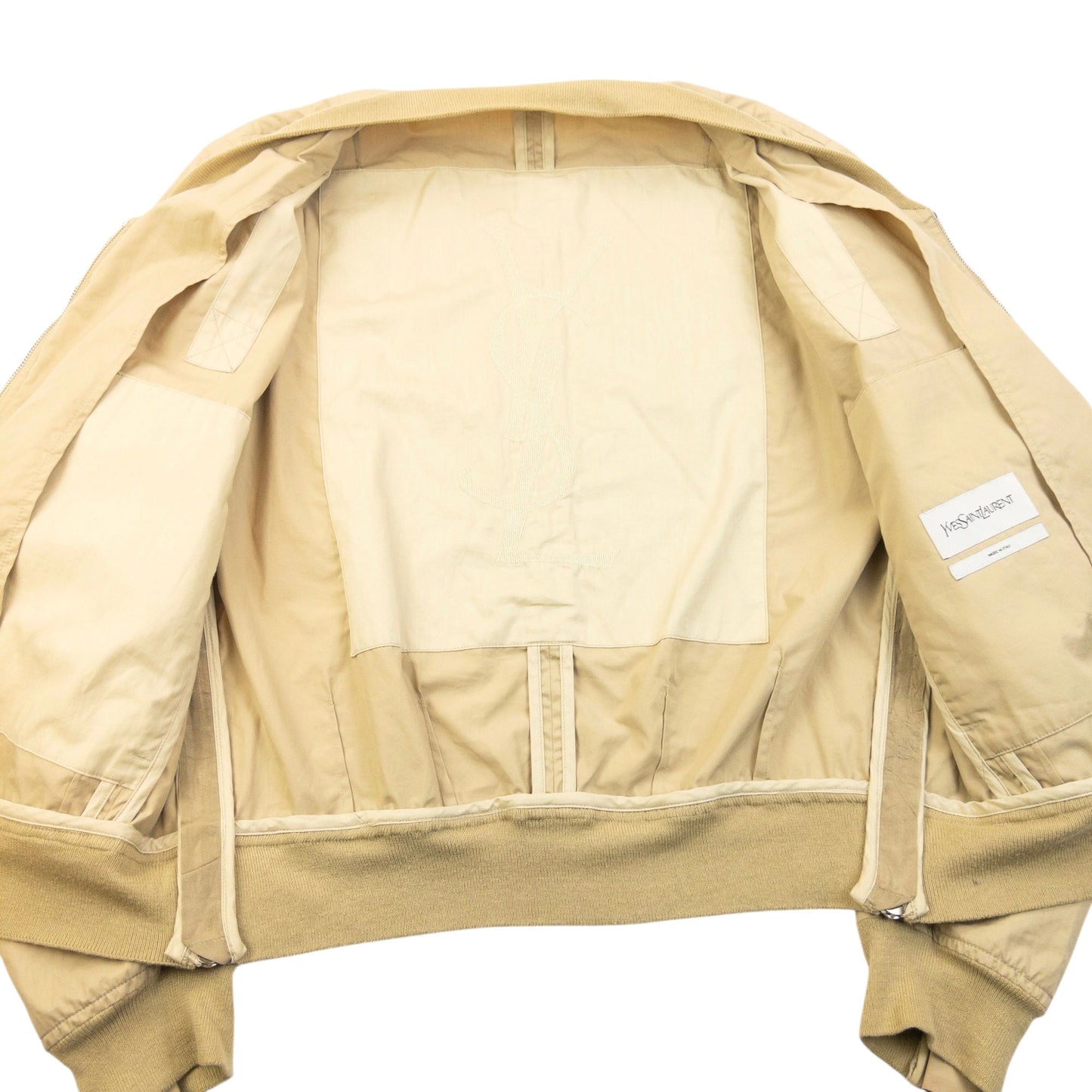Vintage 2000s YSL Yves Saint Laurent By Tom Ford Multi Zip Bomber Jacket Size S | Small, Beige