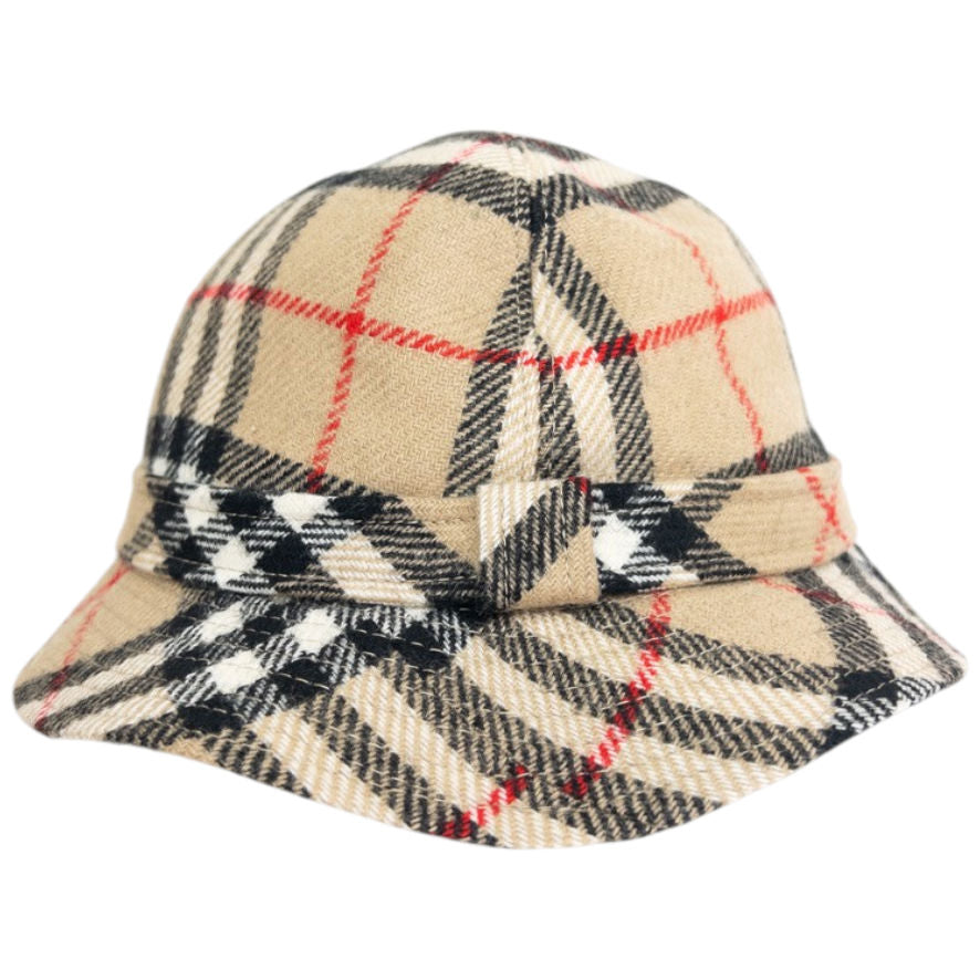 Vintage 80s Burberry Nova Check Bucket Hat Size S | O/S, Beige