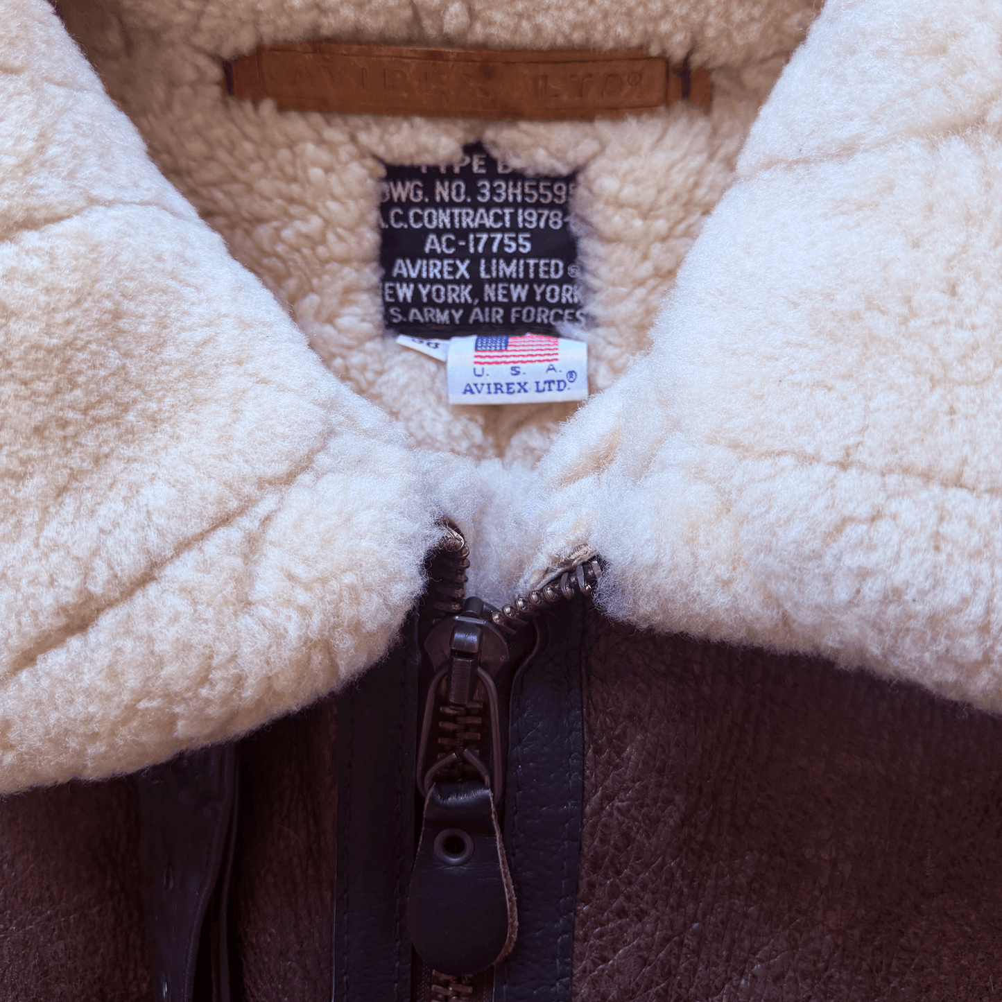 Avirex B-3 Sheepskin Aviator Flight Jacket - M | Medium, Brown