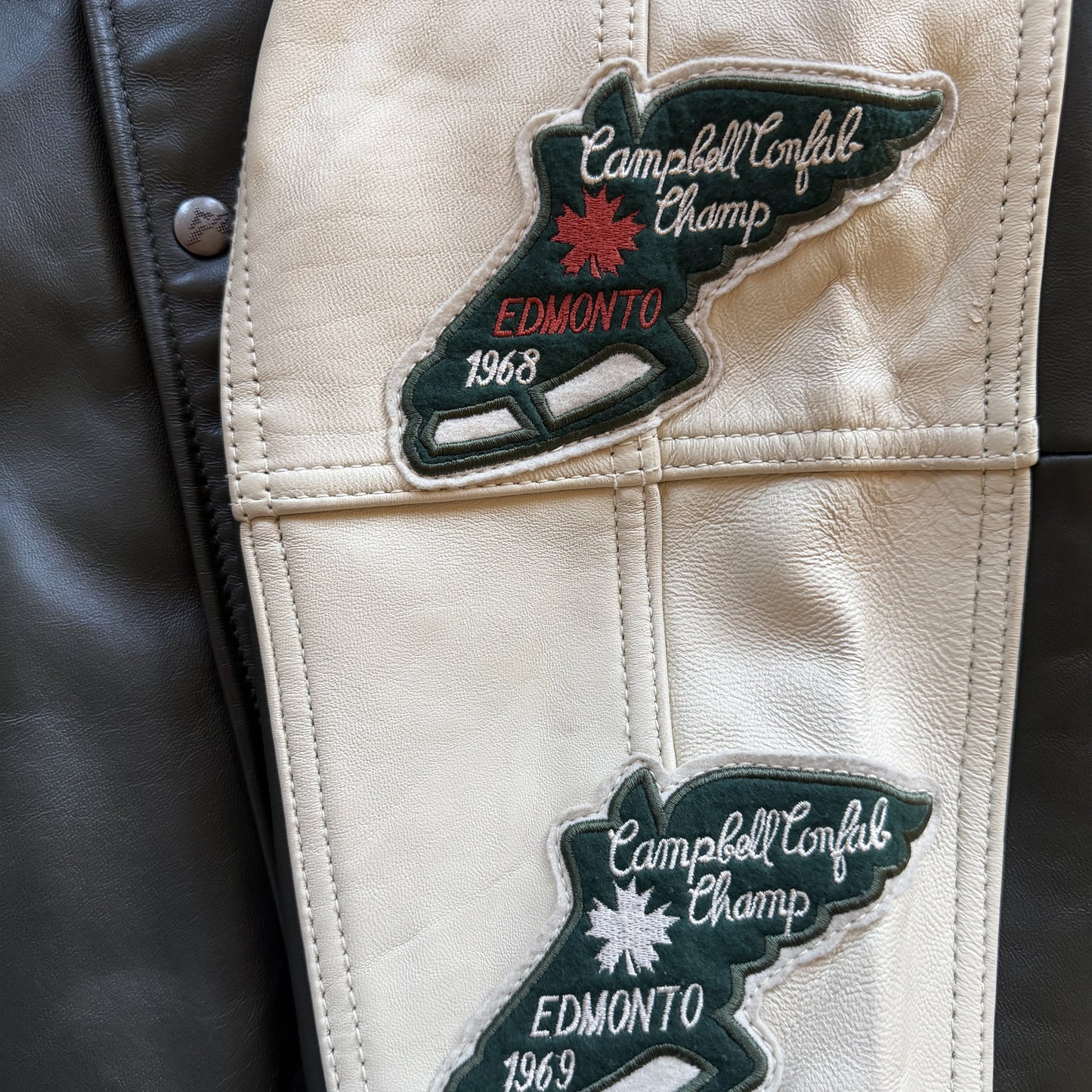 Avirex 'North West Wild Bears' Leather Varsity Jacket - S