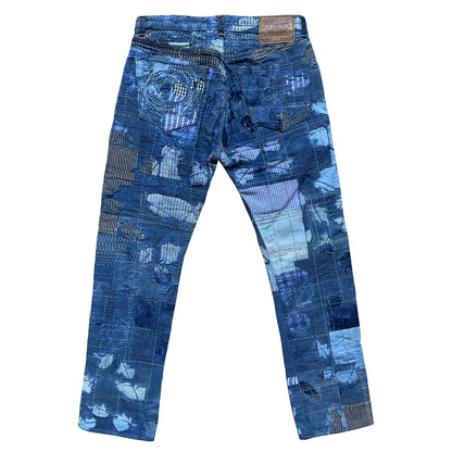 Indigo Boro Sashiko Distressed 501 Jeans - W30"